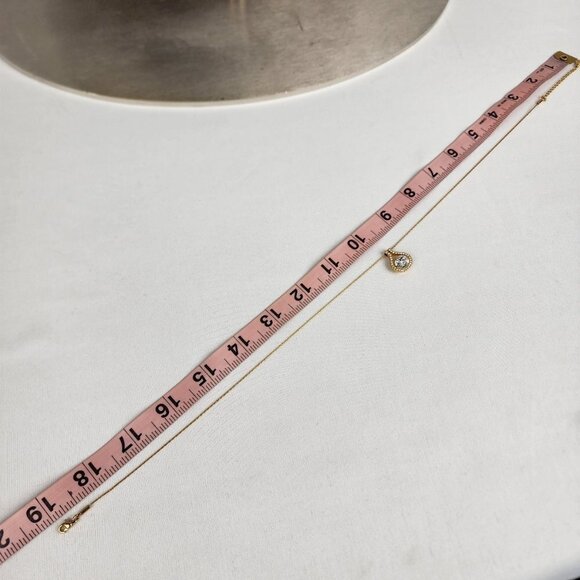 FAC Gold Tone Chain Clear Rhinestone Dainty Necklace - Picture 8 of 8